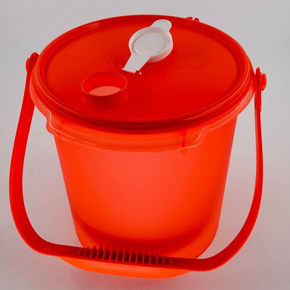 Tupperware Jumbo Canister Handle Serving Spout Pouring Orange Lid 20 C 1 Gallon - Picture 6 of 6